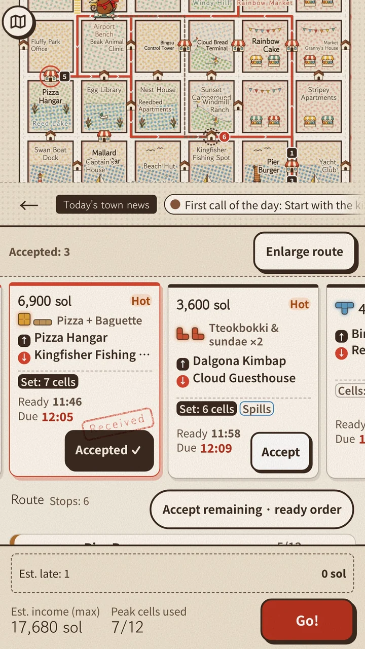 The order screen for accepting calls and arranging pickups and deliveries.